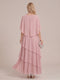 A-Line/Princess V-Neck Short Sleeves Tiered Asymmetrical Chiffon Mother of the Bride Dresses