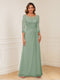 A-Line/Princess Illusion Scoop Appliques Ruched Mother of the Bride Dresses