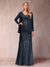 Sheath/Column V-Neck Floor-Length Mother of the Bride Dresses With Jacket & Sequins