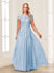 A-Line/Princess Sheer Neck Short Sleeves Long Formal Evening Dresses with Beading & Appliques