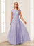 A-Line/Princess Sheer Neck Short Sleeves Long Formal Evening Dresses with Beading & Appliques