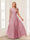 A-Line/Princess Sheer Neck Short Sleeves Long Formal Evening Dresses with Beading & Appliques