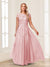 A-Line/Princess Sheer Neck Short Sleeves Long Formal Evening Dresses with Beading & Appliques