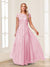 A-Line/Princess Sheer Neck Short Sleeves Long Formal Evening Dresses with Beading & Appliques