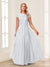 A-Line/Princess Sheer Neck Short Sleeves Long Formal Evening Dresses with Beading & Appliques