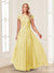 A-Line/Princess Sheer Neck Short Sleeves Long Formal Evening Dresses with Beading & Appliques