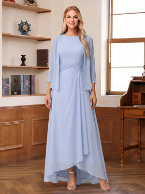 A-Line/Princess Scoop Sleeveless Ankle-Length Mother of the Bride Dresses with Ruched & Jacket