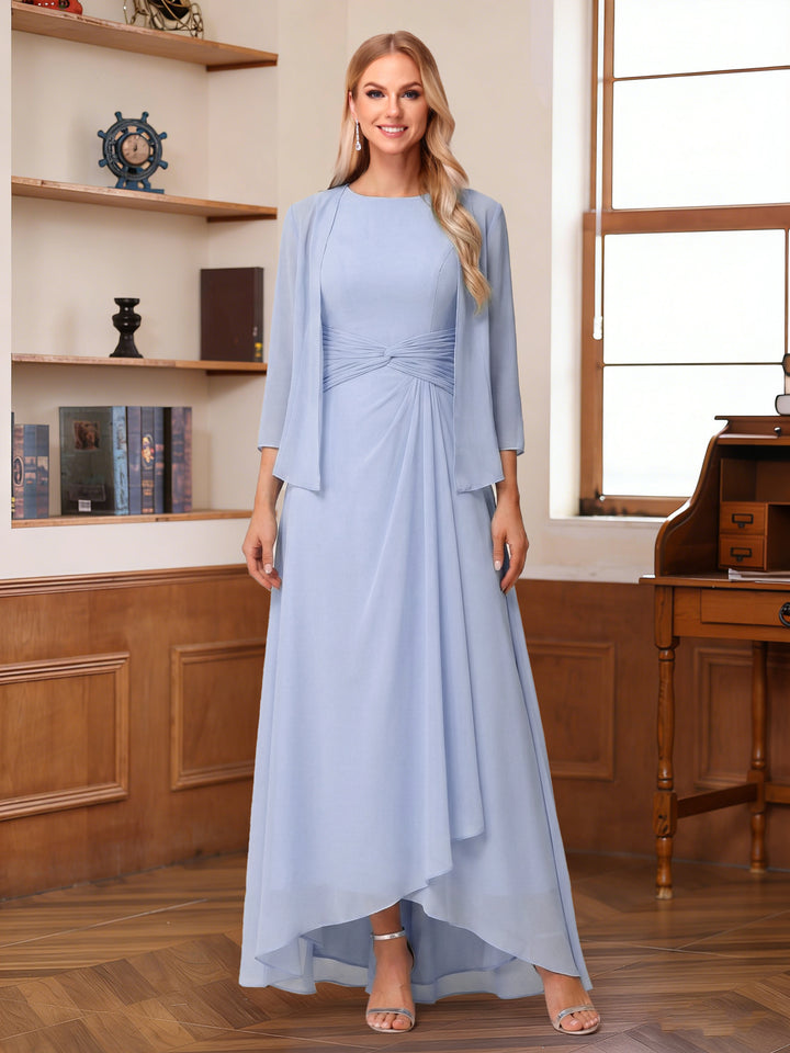 A-Line/Princess Scoop Sleeveless Ankle-Length Mother of the Bride Dresses with Ruched &amp; Jacket
