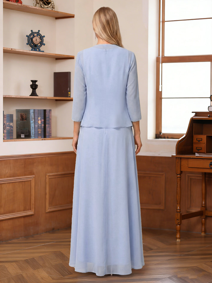 A-Line/Princess Scoop Sleeveless Ankle-Length Mother of the Bride Dresses with Ruched &amp; Jacket