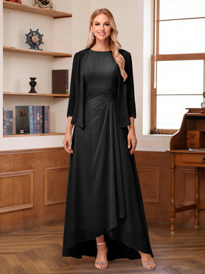 A-Line/Princess Scoop Sleeveless Ankle-Length Mother of the Bride Dresses with Ruched & Jacket