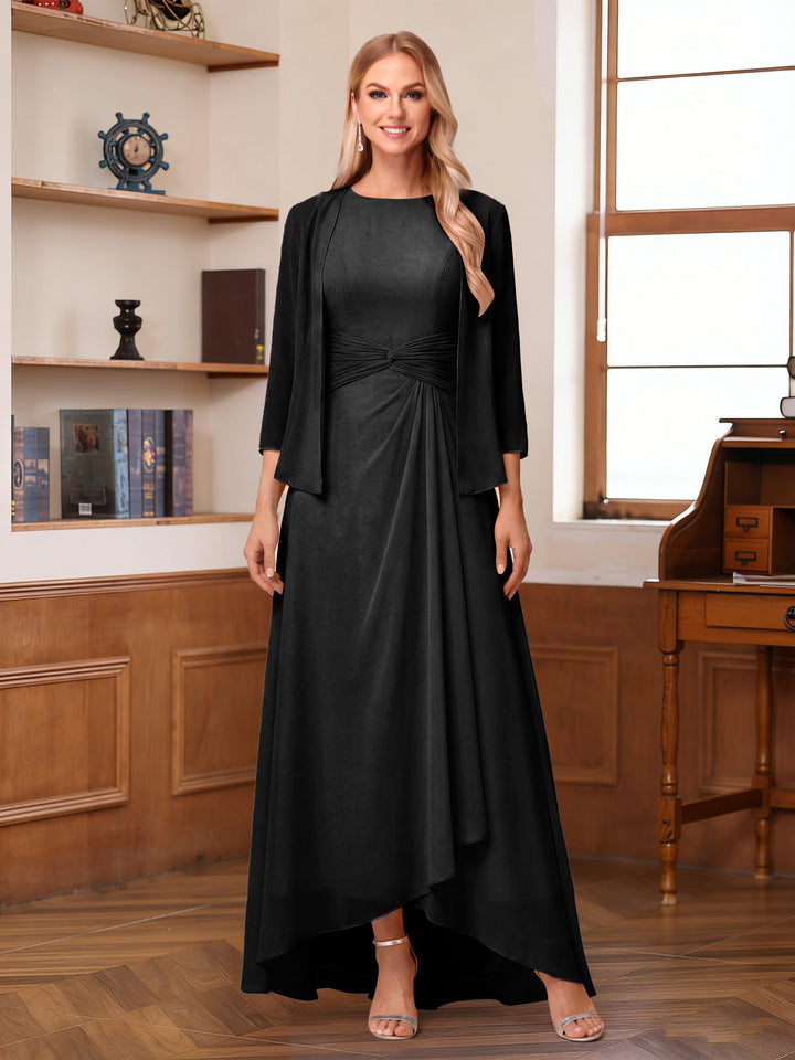 A-Line/Princess Scoop Sleeveless Ankle-Length Mother of the Bride Dresses with Ruched &amp; Jacket