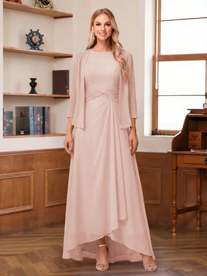 A-Line/Princess Scoop Sleeveless Ankle-Length Mother of the Bride Dresses with Ruched & Jacket
