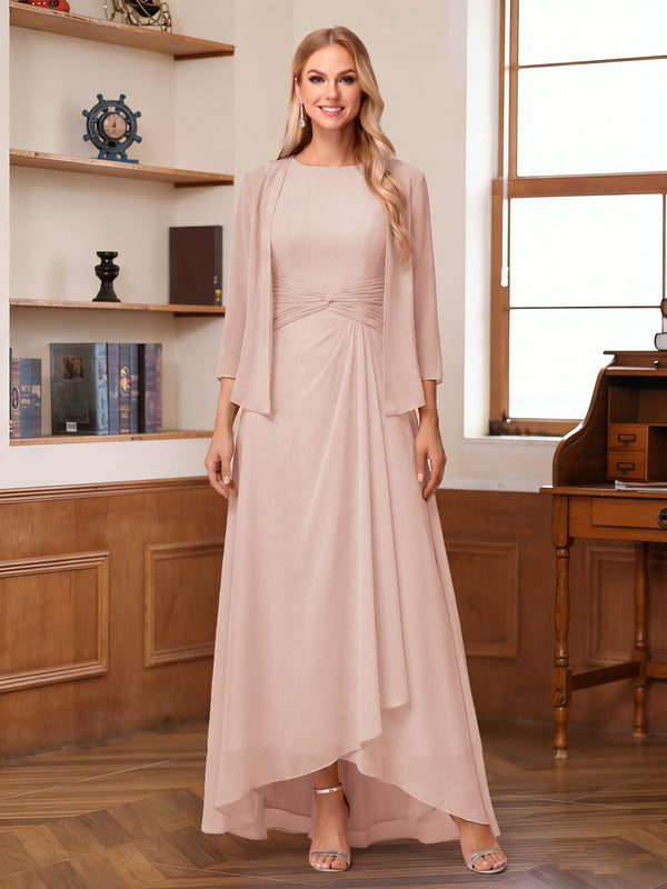 A-Line/Princess Scoop Sleeveless Ankle-Length Mother of the Bride Dresses with Ruched & Jacket