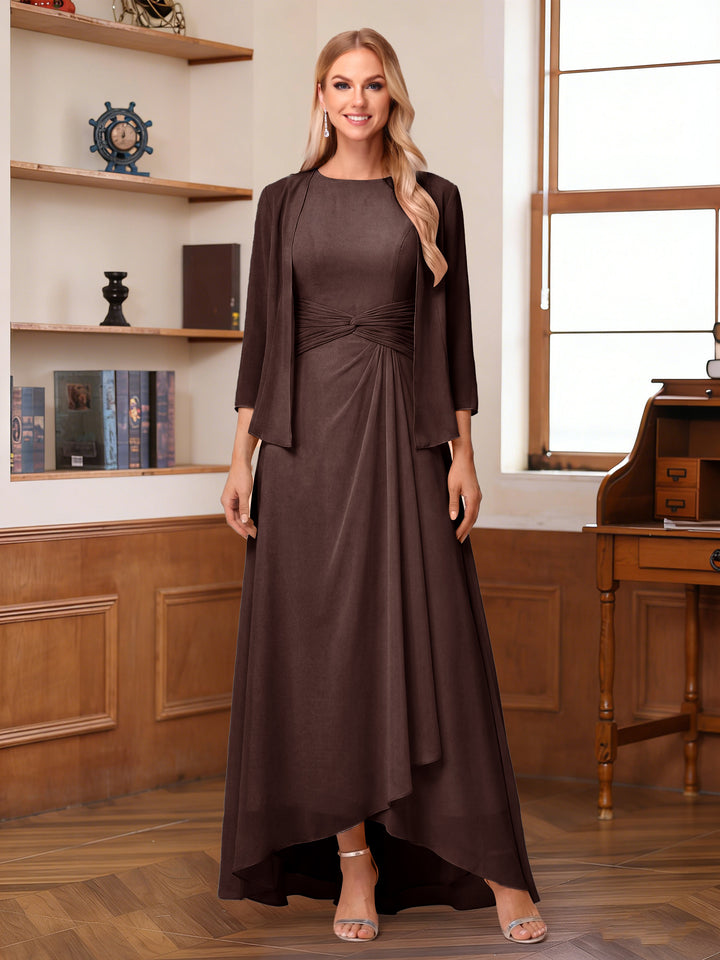 A-Line/Princess Scoop Sleeveless Ankle-Length Mother of the Bride Dresses with Ruched &amp; Jacket