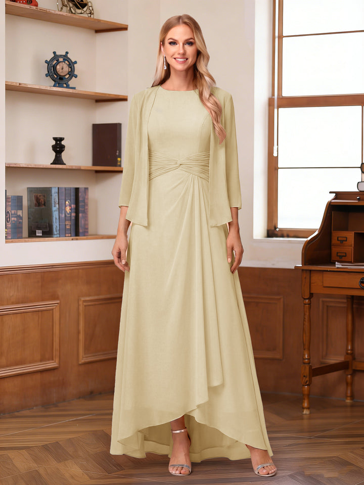 A-Line/Princess Scoop Sleeveless Ankle-Length Mother of the Bride Dresses with Ruched &amp; Jacket