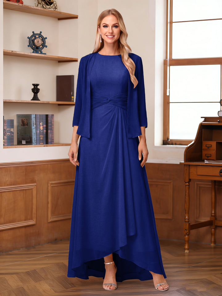 A-Line/Princess Scoop Sleeveless Ankle-Length Mother of the Bride Dresses with Ruched &amp; Jacket