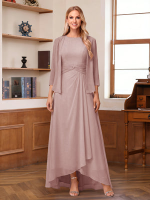 A-Line/Princess Scoop Sleeveless Ankle-Length Mother of the Bride Dresses with Ruched & Jacket