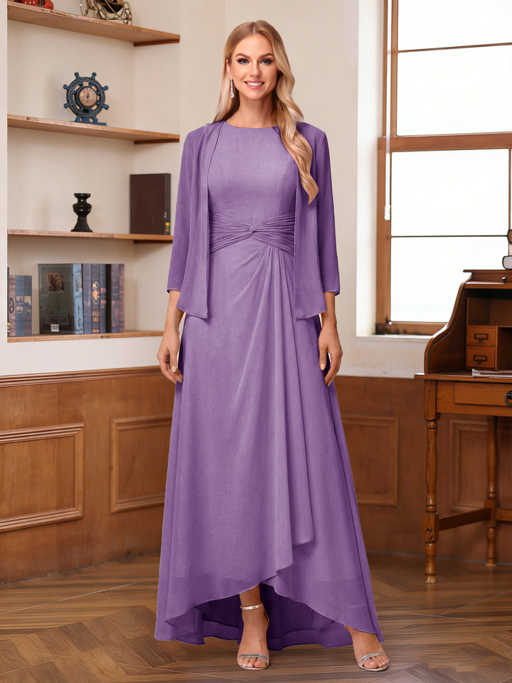 A-Line/Princess Scoop Sleeveless Ankle-Length Mother of the Bride Dresses with Ruched &amp; Jacket