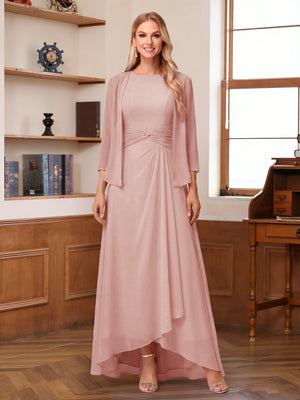 A-Line/Princess Scoop Sleeveless Ankle-Length Mother of the Bride Dresses with Ruched & Jacket