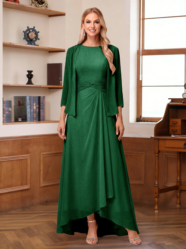 A-Line/Princess Scoop Sleeveless Ankle-Length Mother of the Bride Dresses with Ruched & Jacket
