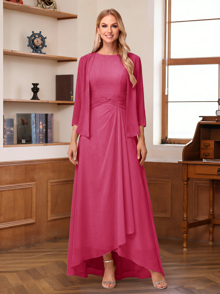 A-Line/Princess Scoop Sleeveless Ankle-Length Mother of the Bride Dresses with Ruched &amp; Jacket