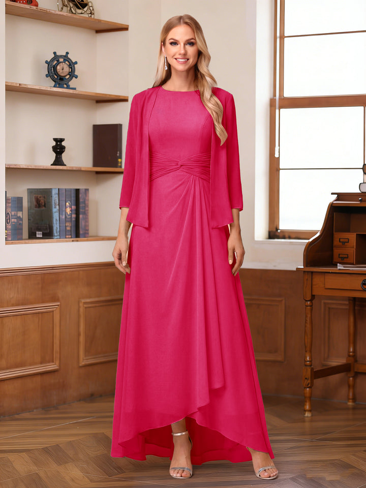 A-Line/Princess Scoop Sleeveless Ankle-Length Mother of the Bride Dresses with Ruched &amp; Jacket
