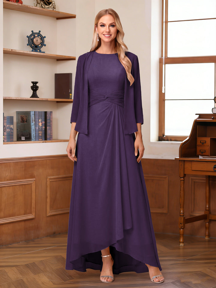 A-Line/Princess Scoop Sleeveless Ankle-Length Mother of the Bride Dresses with Ruched &amp; Jacket
