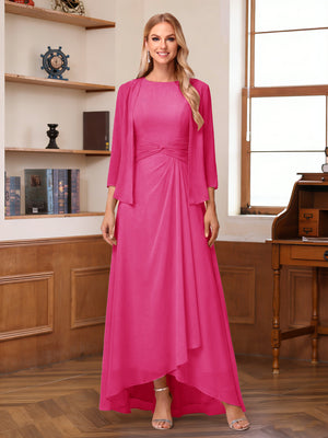 A-Line/Princess Scoop Sleeveless Ankle-Length Mother of the Bride Dresses with Ruched & Jacket