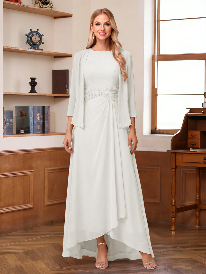 A-Line/Princess Scoop Sleeveless Ankle-Length Mother of the Bride Dresses with Ruched &amp; Jacket