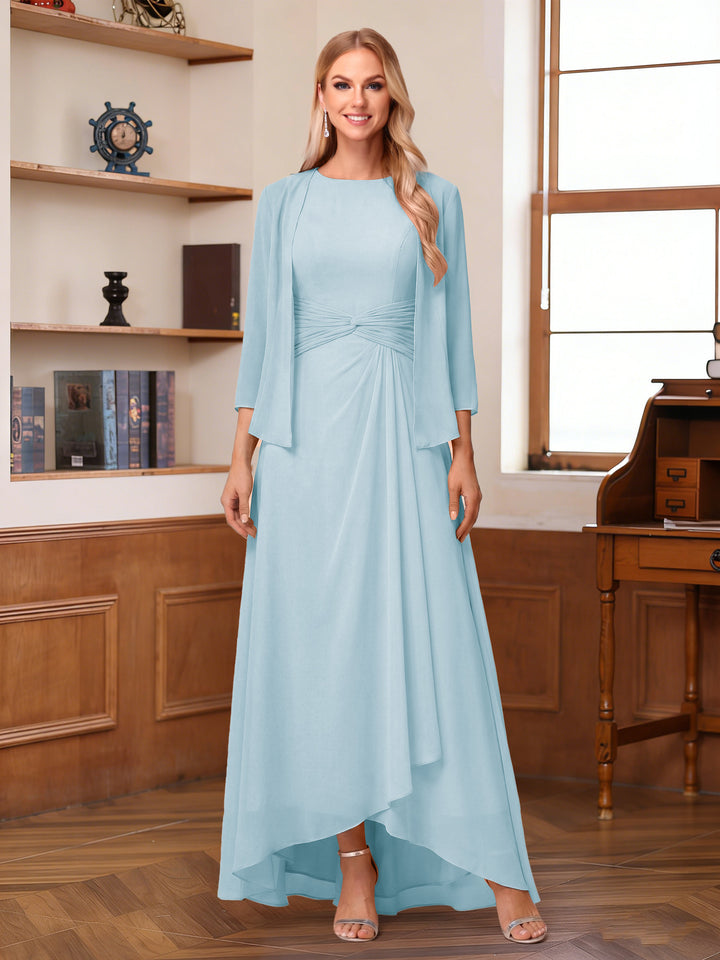 A-Line/Princess Scoop Sleeveless Ankle-Length Mother of the Bride Dresses with Ruched &amp; Jacket
