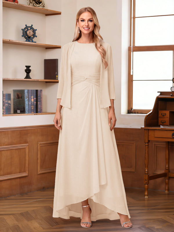 A-Line/Princess Scoop Sleeveless Ankle-Length Mother of the Bride Dresses with Ruched & Jacket