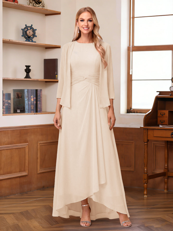 A-Line/Princess Scoop Sleeveless Ankle-Length Mother of the Bride Dresses with Ruched &amp; Jacket