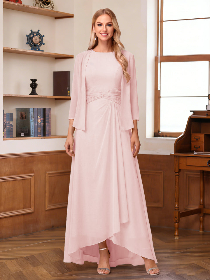 A-Line/Princess Scoop Sleeveless Ankle-Length Mother of the Bride Dresses with Ruched &amp; Jacket