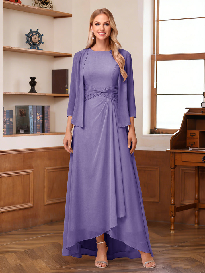 A-Line/Princess Scoop Sleeveless Ankle-Length Mother of the Bride Dresses with Ruched &amp; Jacket