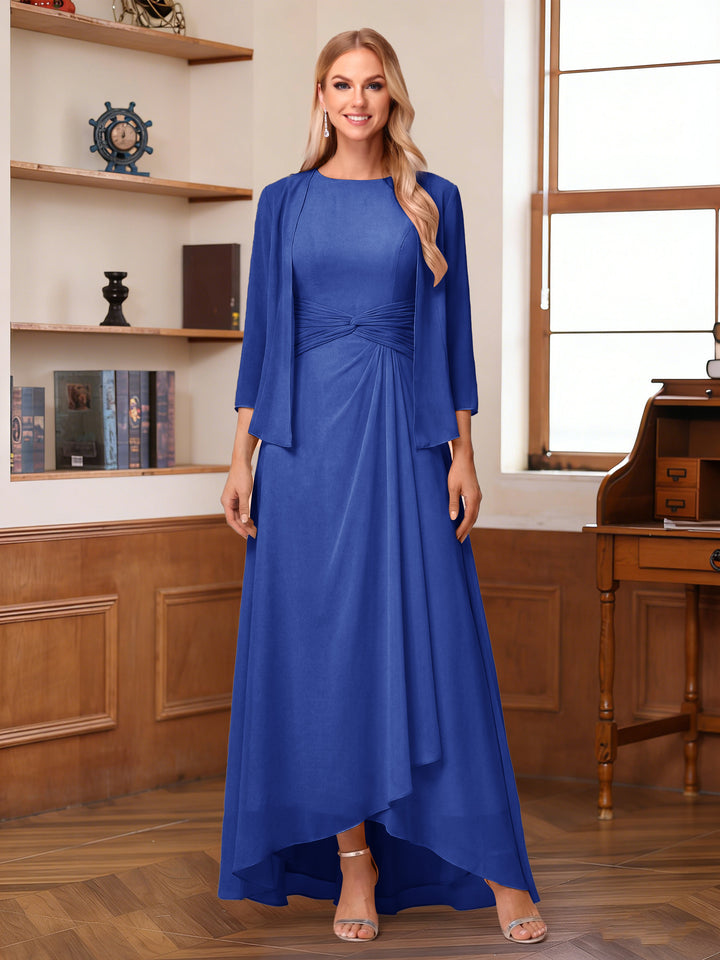A-Line/Princess Scoop Sleeveless Ankle-Length Mother of the Bride Dresses with Ruched &amp; Jacket