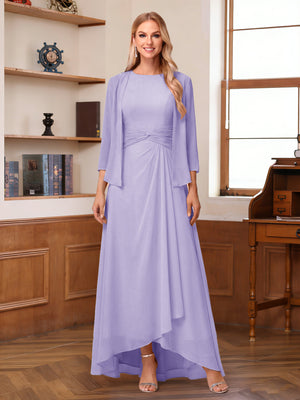 A-Line/Princess Scoop Sleeveless Ankle-Length Mother of the Bride Dresses with Ruched & Jacket
