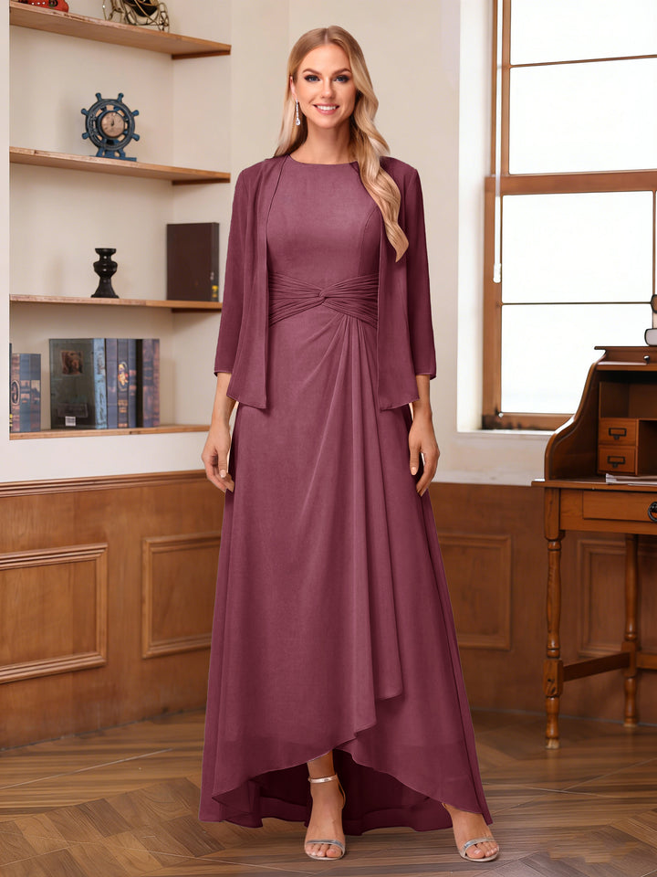 A-Line/Princess Scoop Sleeveless Ankle-Length Mother of the Bride Dresses with Ruched &amp; Jacket