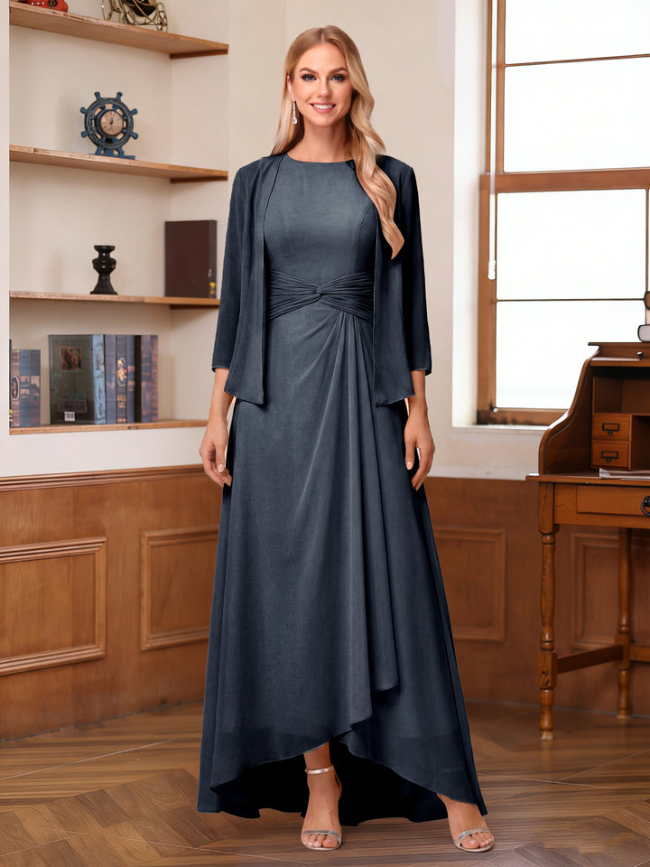 A-Line/Princess Scoop Sleeveless Ankle-Length Mother of the Bride Dresses with Ruched &amp; Jacket