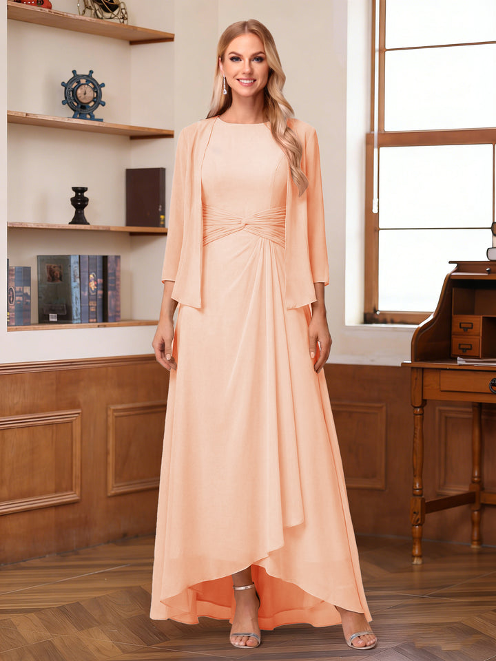 A-Line/Princess Scoop Sleeveless Ankle-Length Mother of the Bride Dresses with Ruched &amp; Jacket