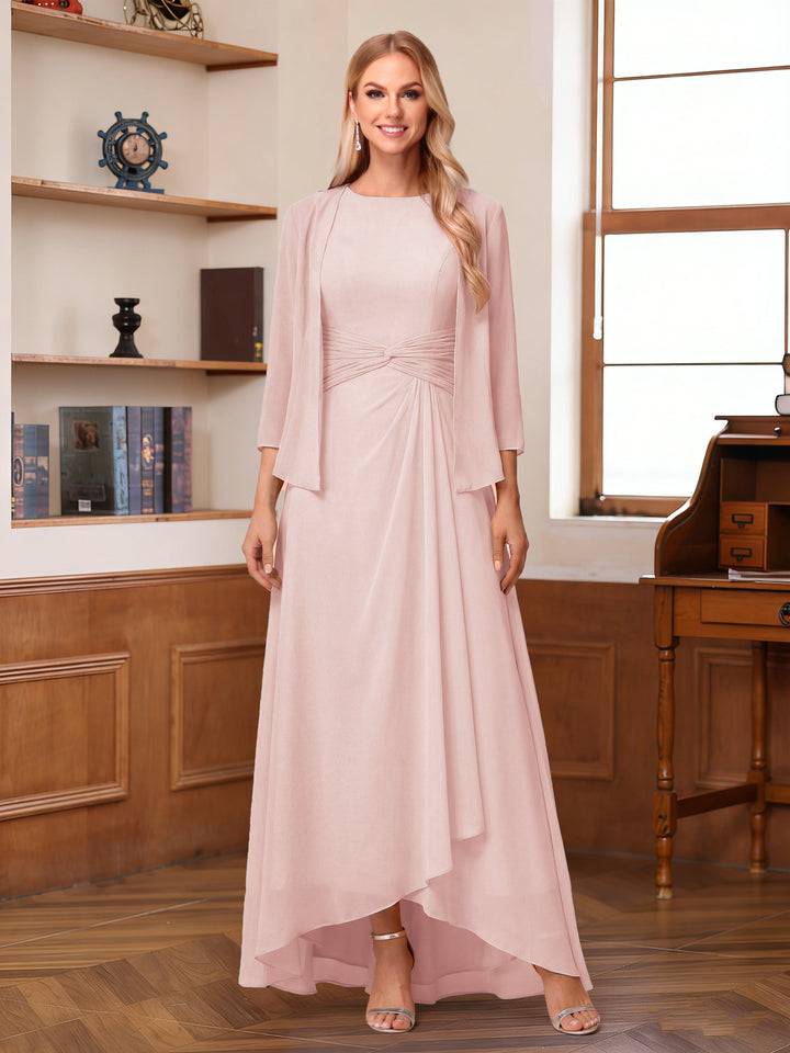A-Line/Princess Scoop Sleeveless Ankle-Length Mother of the Bride Dresses with Ruched &amp; Jacket