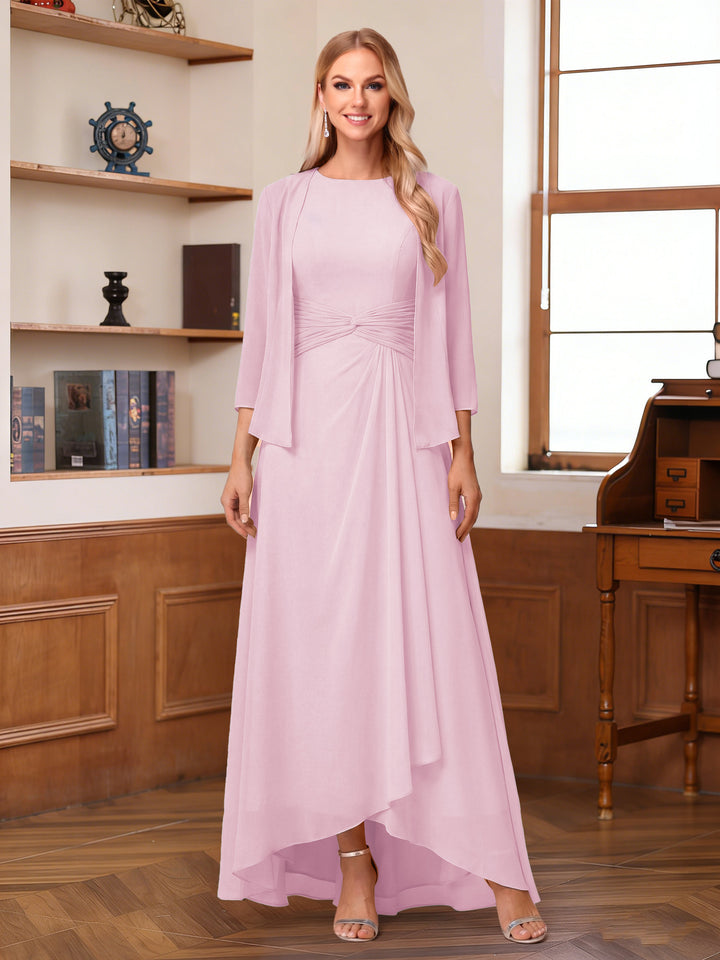 A-Line/Princess Scoop Sleeveless Ankle-Length Mother of the Bride Dresses with Ruched &amp; Jacket
