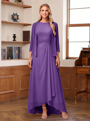 A-Line/Princess Scoop Sleeveless Ankle-Length Mother of the Bride Dresses with Ruched & Jacket