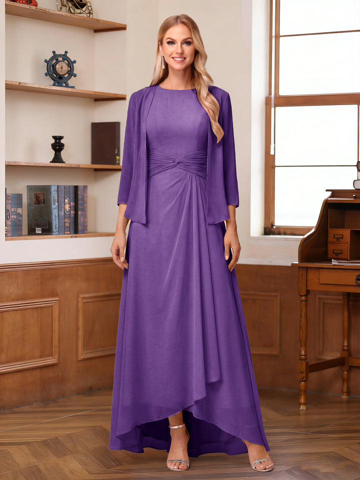 A-Line/Princess Scoop Sleeveless Ankle-Length Mother of the Bride Dresses with Ruched &amp; Jacket