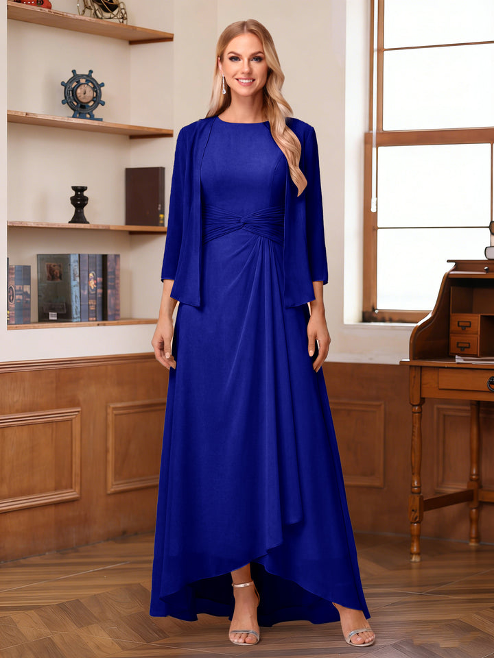 A-Line/Princess Scoop Sleeveless Ankle-Length Mother of the Bride Dresses with Ruched &amp; Jacket
