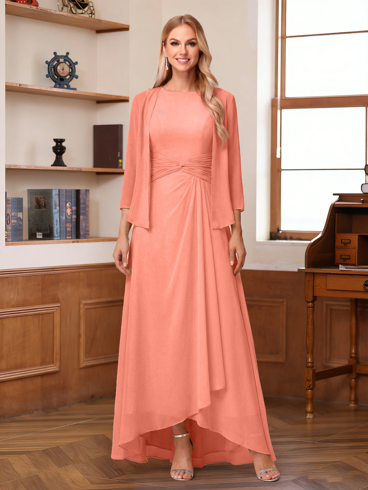 A-Line/Princess Scoop Sleeveless Ankle-Length Mother of the Bride Dresses with Ruched &amp; Jacket