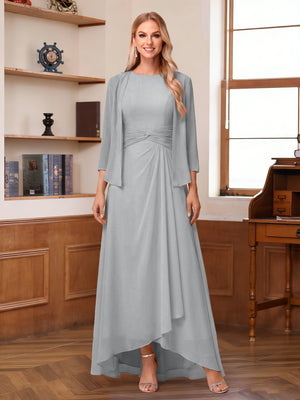A-Line/Princess Scoop Sleeveless Ankle-Length Mother of the Bride Dresses with Ruched & Jacket