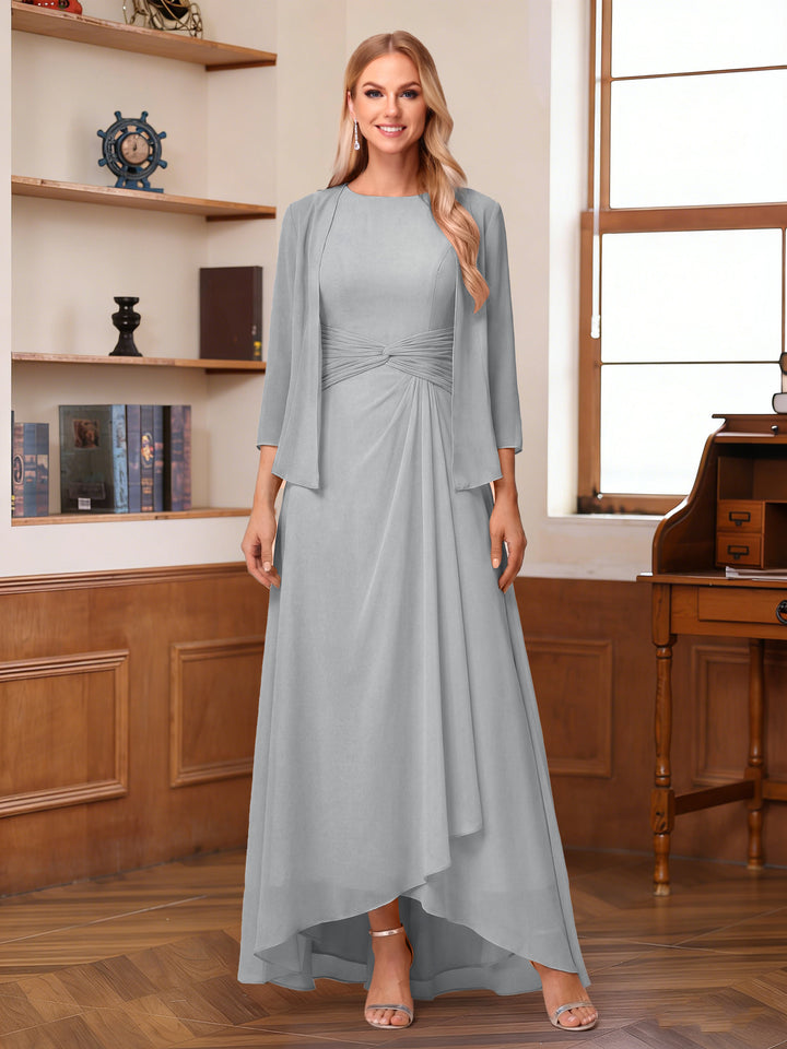 A-Line/Princess Scoop Sleeveless Ankle-Length Mother of the Bride Dresses with Ruched &amp; Jacket