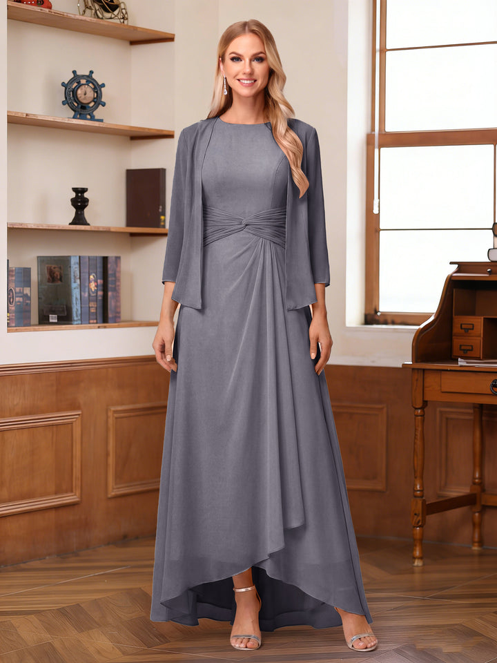 A-Line/Princess Scoop Sleeveless Ankle-Length Mother of the Bride Dresses with Ruched &amp; Jacket