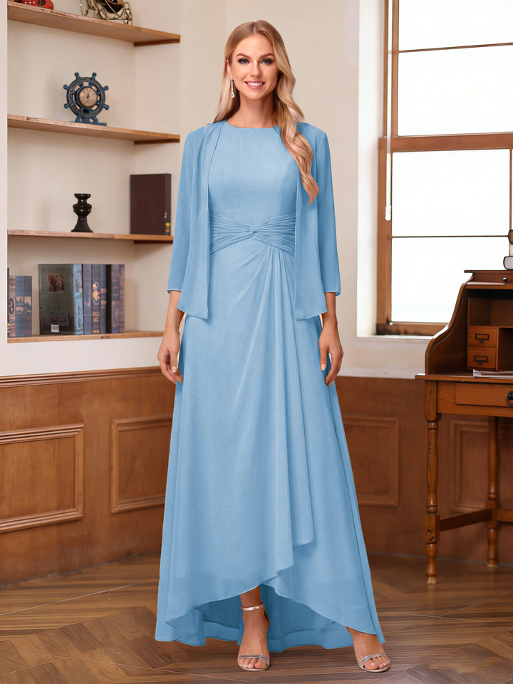 A-Line/Princess Scoop Sleeveless Ankle-Length Mother of the Bride Dresses with Ruched &amp; Jacket