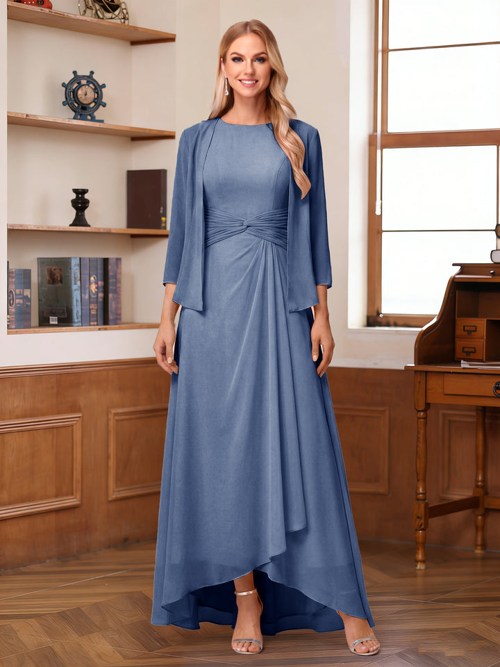 A-Line/Princess Scoop Sleeveless Ankle-Length Mother of the Bride Dresses with Ruched &amp; Jacket